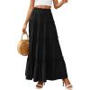 imagePRETTYGARDEN Womens Tiered Maxi Skirt Summer Spring Fashion 2026 High Waisted Long Flowy Casual Boho Beach Vacation ClothesBlack