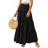 imagePRETTYGARDEN Womens Tiered Maxi Skirt Summer Spring Fashion 2026 High Waisted Long Flowy Casual Boho Beach Vacation ClothesBlack