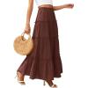 imagePRETTYGARDEN Womens Tiered Maxi Skirt Summer Spring Fashion 2026 High Waisted Long Flowy Casual Boho Beach Vacation ClothesBrown