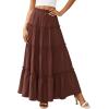 imagePRETTYGARDEN Womens Tiered Maxi Skirt Summer Spring Fashion 2026 High Waisted Long Flowy Casual Boho Beach Vacation ClothesBrown