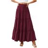 imagePRETTYGARDEN Womens Tiered Maxi Skirt Summer Spring Fashion 2026 High Waisted Long Flowy Casual Boho Beach Vacation ClothesBurgundy