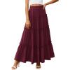 imagePRETTYGARDEN Womens Tiered Maxi Skirt Summer Spring Fashion 2026 High Waisted Long Flowy Casual Boho Beach Vacation ClothesBurgundy