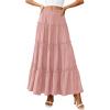 imagePRETTYGARDEN Womens Tiered Maxi Skirt Summer Spring Fashion 2026 High Waisted Long Flowy Casual Boho Beach Vacation ClothesPink