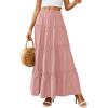imagePRETTYGARDEN Womens Tiered Maxi Skirt Summer Spring Fashion 2026 High Waisted Long Flowy Casual Boho Beach Vacation ClothesPink