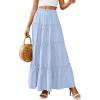 imagePRETTYGARDEN Womens Tiered Maxi Skirt Summer Spring Fashion 2026 High Waisted Long Flowy Casual Boho Beach Vacation ClothesSky Blue