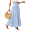 imagePRETTYGARDEN Womens Tiered Maxi Skirt Summer Spring Fashion 2026 High Waisted Long Flowy Casual Boho Beach Vacation ClothesSky Blue