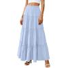 imagePRETTYGARDEN Womens Tiered Maxi Skirt Summer Spring Fashion 2026 High Waisted Long Flowy Casual Boho Beach Vacation ClothesSky Blue