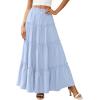 imagePRETTYGARDEN Womens Tiered Maxi Skirt Summer Spring Fashion 2026 High Waisted Long Flowy Casual Boho Beach Vacation ClothesSky Blue