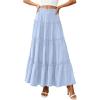 imagePRETTYGARDEN Womens Tiered Maxi Skirt Summer Spring Fashion 2026 High Waisted Long Flowy Casual Boho Beach Vacation ClothesSky Blue