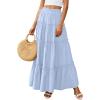 imagePRETTYGARDEN Womens Tiered Maxi Skirt Summer Spring Fashion 2026 High Waisted Long Flowy Casual Boho Beach Vacation ClothesSky Blue
