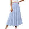 imagePRETTYGARDEN Womens Tiered Maxi Skirt Summer Spring Fashion 2026 High Waisted Long Flowy Casual Boho Beach Vacation ClothesSky Blue