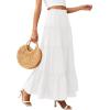 imagePRETTYGARDEN Womens Tiered Maxi Skirt Summer Spring Fashion 2026 High Waisted Long Flowy Casual Boho Beach Vacation ClothesWhite