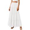imagePRETTYGARDEN Womens Tiered Maxi Skirt Summer Spring Fashion 2026 High Waisted Long Flowy Casual Boho Beach Vacation ClothesWhite