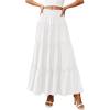 imagePRETTYGARDEN Womens Tiered Maxi Skirt Summer Spring Fashion 2026 High Waisted Long Flowy Casual Boho Beach Vacation ClothesWhite