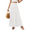 imagePRETTYGARDEN Womens Tiered Maxi Skirt Summer Spring Fashion 2026 High Waisted Long Flowy Casual Boho Beach Vacation ClothesWhite