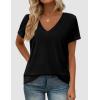imagePRETTYGARDEN Womens V Neck T Shirts Summer 2026 Short Sleeve Spring Going Out Tops Casual Loose Fit Basic Tees Beach ClothesBlack