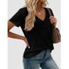 imagePRETTYGARDEN Womens V Neck T Shirts Summer 2026 Short Sleeve Spring Going Out Tops Casual Loose Fit Basic Tees Beach ClothesBlack