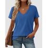 imagePRETTYGARDEN Womens V Neck T Shirts Summer 2026 Short Sleeve Spring Going Out Tops Casual Loose Fit Basic Tees Beach ClothesBlue