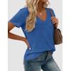 imagePRETTYGARDEN Womens V Neck T Shirts Summer 2026 Short Sleeve Spring Going Out Tops Casual Loose Fit Basic Tees Beach ClothesBlue