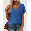 imagePRETTYGARDEN Womens V Neck T Shirts Summer 2026 Short Sleeve Spring Going Out Tops Casual Loose Fit Basic Tees Beach ClothesBlue