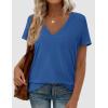 imagePRETTYGARDEN Womens V Neck T Shirts Summer 2026 Short Sleeve Spring Going Out Tops Casual Loose Fit Basic Tees Beach ClothesBlue