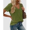 imagePRETTYGARDEN Womens V Neck T Shirts Summer 2026 Short Sleeve Spring Going Out Tops Casual Loose Fit Basic Tees Beach ClothesGreen