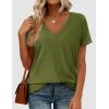 imagePRETTYGARDEN Womens V Neck T Shirts Summer 2026 Short Sleeve Spring Going Out Tops Casual Loose Fit Basic Tees Beach ClothesGreen
