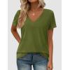 imagePRETTYGARDEN Womens V Neck T Shirts Summer 2026 Short Sleeve Spring Going Out Tops Casual Loose Fit Basic Tees Beach ClothesGreen
