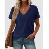 imagePRETTYGARDEN Womens V Neck T Shirts Summer 2026 Short Sleeve Spring Going Out Tops Casual Loose Fit Basic Tees Beach ClothesNavy Blue