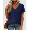 imagePRETTYGARDEN Womens V Neck T Shirts Summer 2026 Short Sleeve Spring Going Out Tops Casual Loose Fit Basic Tees Beach ClothesNavy Blue