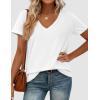 imagePRETTYGARDEN Womens V Neck T Shirts Summer 2026 Short Sleeve Spring Going Out Tops Casual Loose Fit Basic Tees Beach ClothesWhite