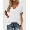 imagePRETTYGARDEN Womens V Neck T Shirts Summer 2026 Short Sleeve Spring Going Out Tops Casual Loose Fit Basic Tees Beach ClothesWhite
