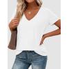 imagePRETTYGARDEN Womens V Neck T Shirts Summer 2026 Short Sleeve Spring Going Out Tops Casual Loose Fit Basic Tees Beach ClothesWhite