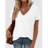 imagePRETTYGARDEN Womens V Neck T Shirts Summer 2026 Short Sleeve Spring Going Out Tops Casual Loose Fit Basic Tees Beach ClothesWhite
