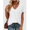 imagePRETTYGARDEN Womens V Neck T Shirts Summer 2026 Short Sleeve Spring Going Out Tops Casual Loose Fit Basic Tees Beach ClothesWhite
