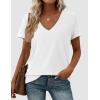 imagePRETTYGARDEN Womens V Neck T Shirts Summer 2026 Short Sleeve Spring Going Out Tops Casual Loose Fit Basic Tees Beach ClothesWhite