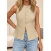 imagePRETTYGARDEN Womens Vests Top Trendy 2026 Spring Sleeveless Blazer Suit Summer Business Casual Work Button Down WaistcoatBeige