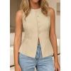 imagePRETTYGARDEN Womens Vests Top Trendy 2026 Spring Sleeveless Blazer Suit Summer Business Casual Work Button Down WaistcoatBeige