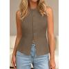 imagePRETTYGARDEN Womens Vests Top Trendy 2026 Spring Sleeveless Blazer Suit Summer Business Casual Work Button Down WaistcoatBrown