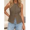 imagePRETTYGARDEN Womens Vests Top Trendy 2026 Spring Sleeveless Blazer Suit Summer Business Casual Work Button Down WaistcoatBrown