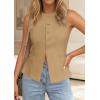 imagePRETTYGARDEN Womens Vests Top Trendy 2026 Spring Sleeveless Blazer Suit Summer Business Casual Work Button Down WaistcoatKhaki