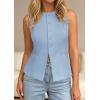 imagePRETTYGARDEN Womens Vests Top Trendy 2026 Spring Sleeveless Blazer Suit Summer Business Casual Work Button Down WaistcoatLight Blue