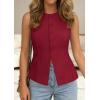 imagePRETTYGARDEN Womens Vests Top Trendy 2026 Spring Sleeveless Blazer Suit Summer Business Casual Work Button Down WaistcoatWine Red