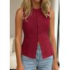 imagePRETTYGARDEN Womens Vests Top Trendy 2026 Spring Sleeveless Blazer Suit Summer Business Casual Work Button Down WaistcoatWine Red