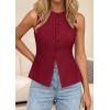 imagePRETTYGARDEN Womens Vests Top Trendy 2026 Spring Sleeveless Blazer Suit Summer Business Casual Work Button Down WaistcoatWine Red