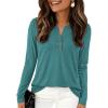imagePRETTYGARDEN Long Sleeve Shirts for Women 2025 Fall Fashion Clothing Henley Tops Trendy Dressy Casual Blouses Work OutfitsBlue Green