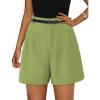 imagePRETTYGARDEN Shorts for Women Dressy 2025 Summer Elastic High Waisted Wide Leg Business Casual Work Shorts with PocketsTender Green