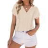 imagePRETTYGARDEN Spring Tops for Women 2026 Summer Fashion Clothes Dressy Casual Blouses Cap Sleeve V Neck Shirts Work OutfitsBeige