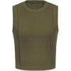 imagePRETTYGARDEN Tank Top for Women 2026 Summer Casual Sleeveless Ribbed Slim Fitted Basic Tee Shirts Spring Fashion Y2k ClothesArmy Green