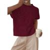 imagePRETTYGARDEN Womens 2026 Spring Sweater Vest Trendy Flower Knit Short Sleeve Cute Pullover Tank Tops Summer Fashion ClothingBurgundy
